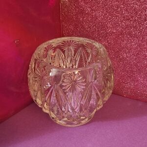 1972 Vintage Avon Crystal Glow Candle Holder Etched Lead Crystal GORGEOUS!